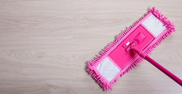 pink duster mop cleaning laminate floor
